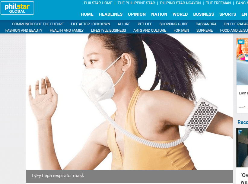 LyFy Hepa Respirator Mask Featured in PhilStar.com