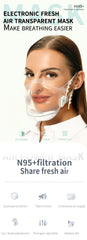 Transparent HEPA filter Mask - Clear 3-speed Fan Airflow Mask - N95 Filter, One-way Air Valve   - Lyfy-CLEAR-HEPA-Mask LyFy.co