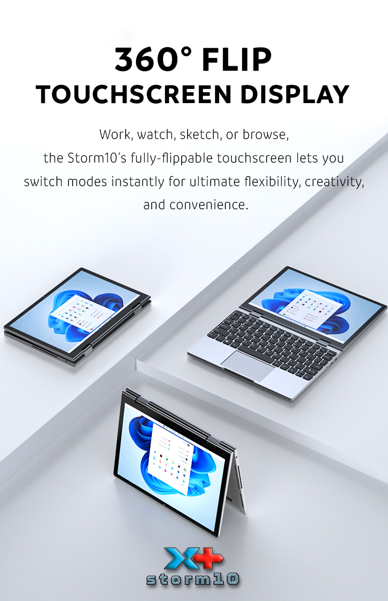10" 2-in-1 Laptop - 10.5" 1235u mini Netbook Tablet 16GB DDR5 1TB - Storm10x