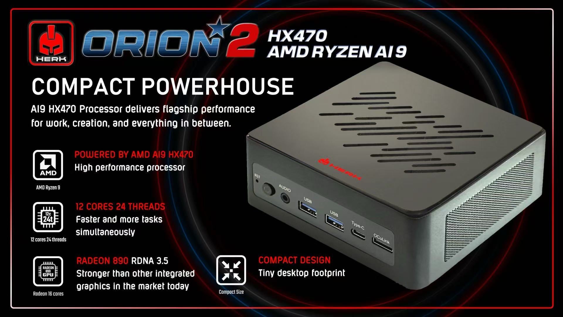 AMD RYZEN AI 9 HX470 MINI PC - HERK-ORION2
